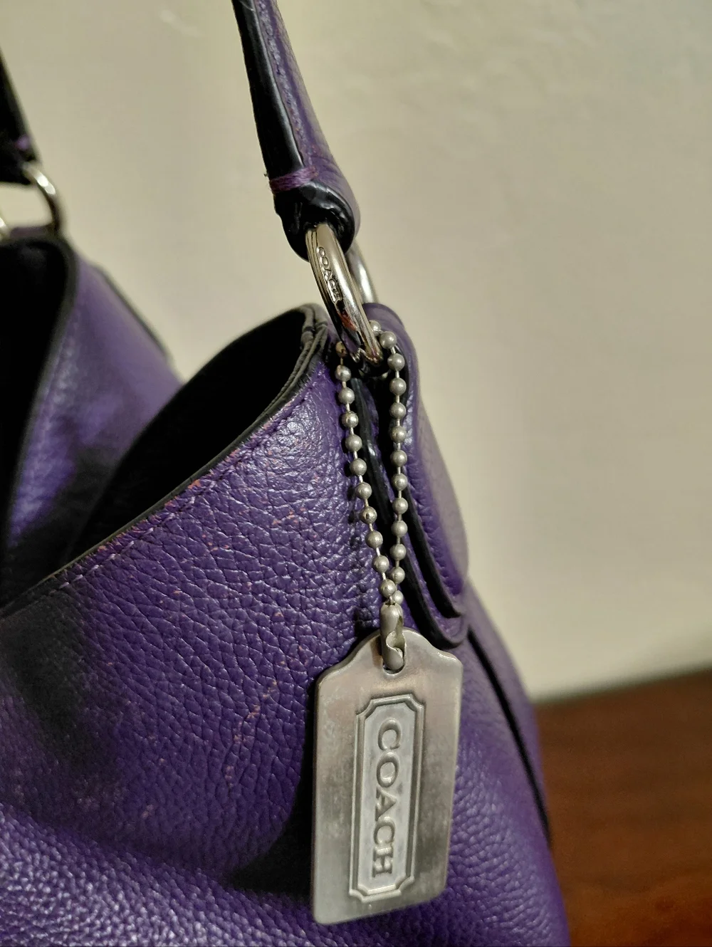 Coach Edie 31 Purple Pebbled Leather Shoulder Bag - Picture 7 of 14